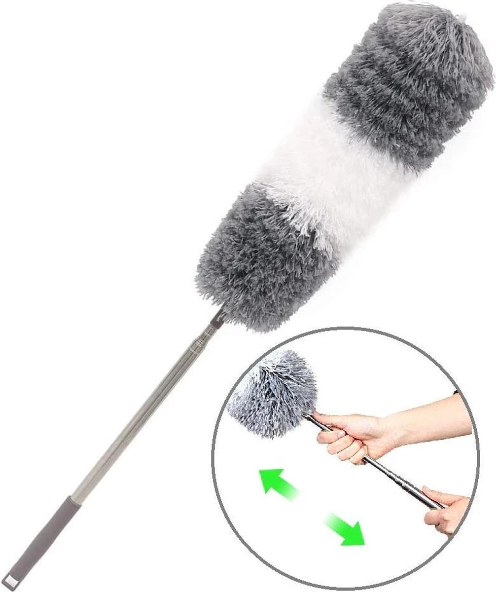 Vannons - Plumeau - Ragebol - Plumeau Uitschuifbaar Tot 245 Cm - Met Telescoopsteel - Wasbaar Microvezel - Grijs Wit 3 Vannons - Plumeau - Ragebol - Plumeau Uitschuifbaar Tot 245 Cm - Met Telescoopsteel - Wasbaar Microvezel - Grijs Wit