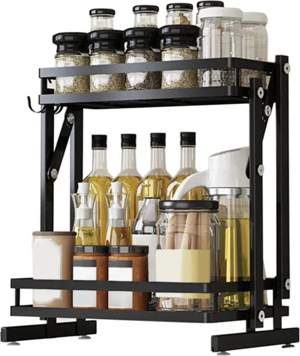Merkloos Inklapbaar Kruidenrek - 2-laags Keukenrek - Aanrecht Organizer - Kruiden Etàgere - Staand Keukenrek 3 Merkloos Inklapbaar Kruidenrek - 2-laags Keukenrek - Aanrecht Organizer - Kruiden Etàgere - Staand Keukenrek