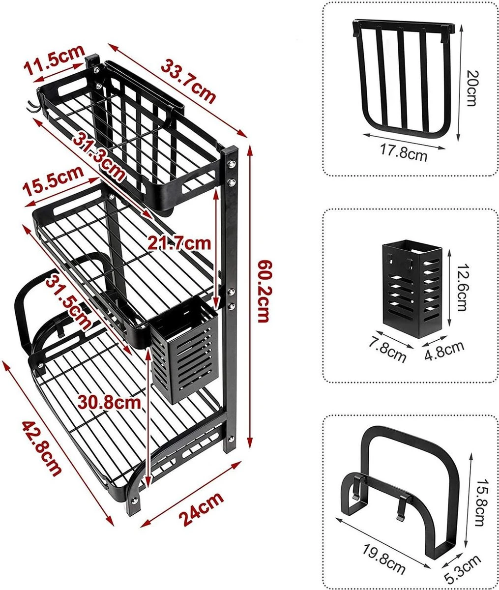 Sens Design Kruidenrek Staand – Keukenrek Voor Kruidenpotjes - Zwart 7 Sens Design Kruidenrek Staand – Keukenrek Voor Kruidenpotjes - Zwart - Afbeelding 5