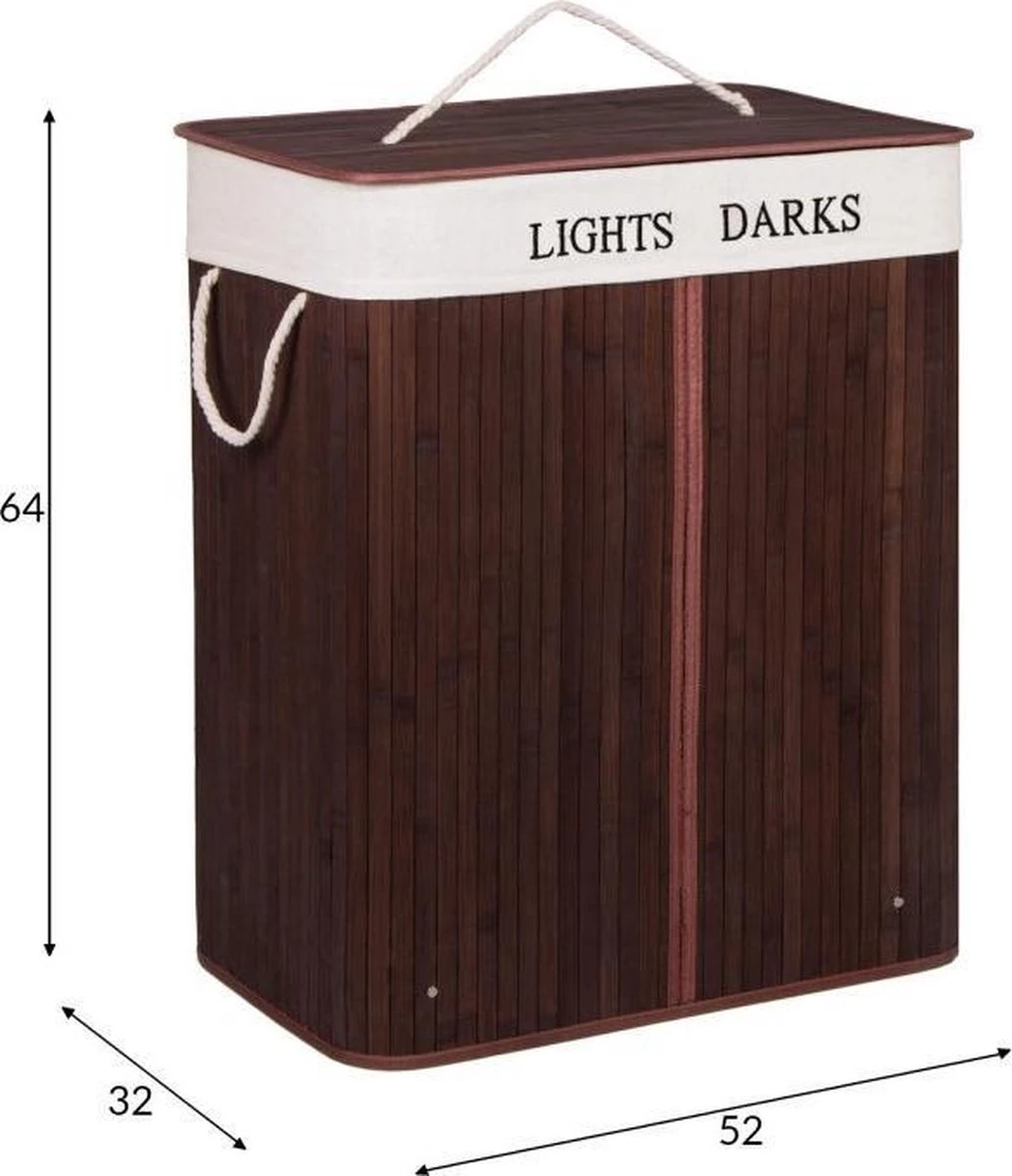 Springos Dubbele Wasmand | 2 Vakken Met Deksel | Opvouwbaar | 100 Liter | Met Uitneembare Waszak | Wasmand | Bruin 12 Springos Dubbele Wasmand | 2 Vakken Met Deksel | Opvouwbaar | 100 Liter | Met Uitneembare Waszak | Wasmand | Bruin - Afbeelding 10