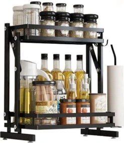 TammaT - Kruidenrek - Kruidenrek Staand - Inklapbare Keukenrek - 3-laags 35x21x56,5CM - Keuken Organizer - Aanrecht Organizer - Keuken Opslag - Roestvrij Staal - Opbergrek - Keuken Organizers - Roestvrij En Krasvrij -Huishoudelijke Artikelen Winkel 1042x1200 6