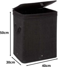 Mdxl® Bamboe Wasmand Zwart / Badkamer / Opvouwbaar / Mand Voor Wasgoed / Met Deksel / Met Handvaten / 60L -Huishoudelijke Artikelen Winkel 1048x1200 1