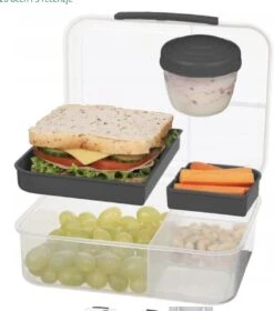 Lunchbox - Broodtrommel Inclusief Sausbeker - 3 Compartimenten - Saladebox - Brooddoos Met Yoghurtpotje -Huishoudelijke Artikelen Winkel 1060x1200 2