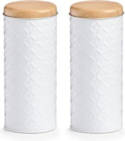 2x Bewaar/voorraad Blikken Koffiepads Wit 18 X 7,5 Cm 1 Liter