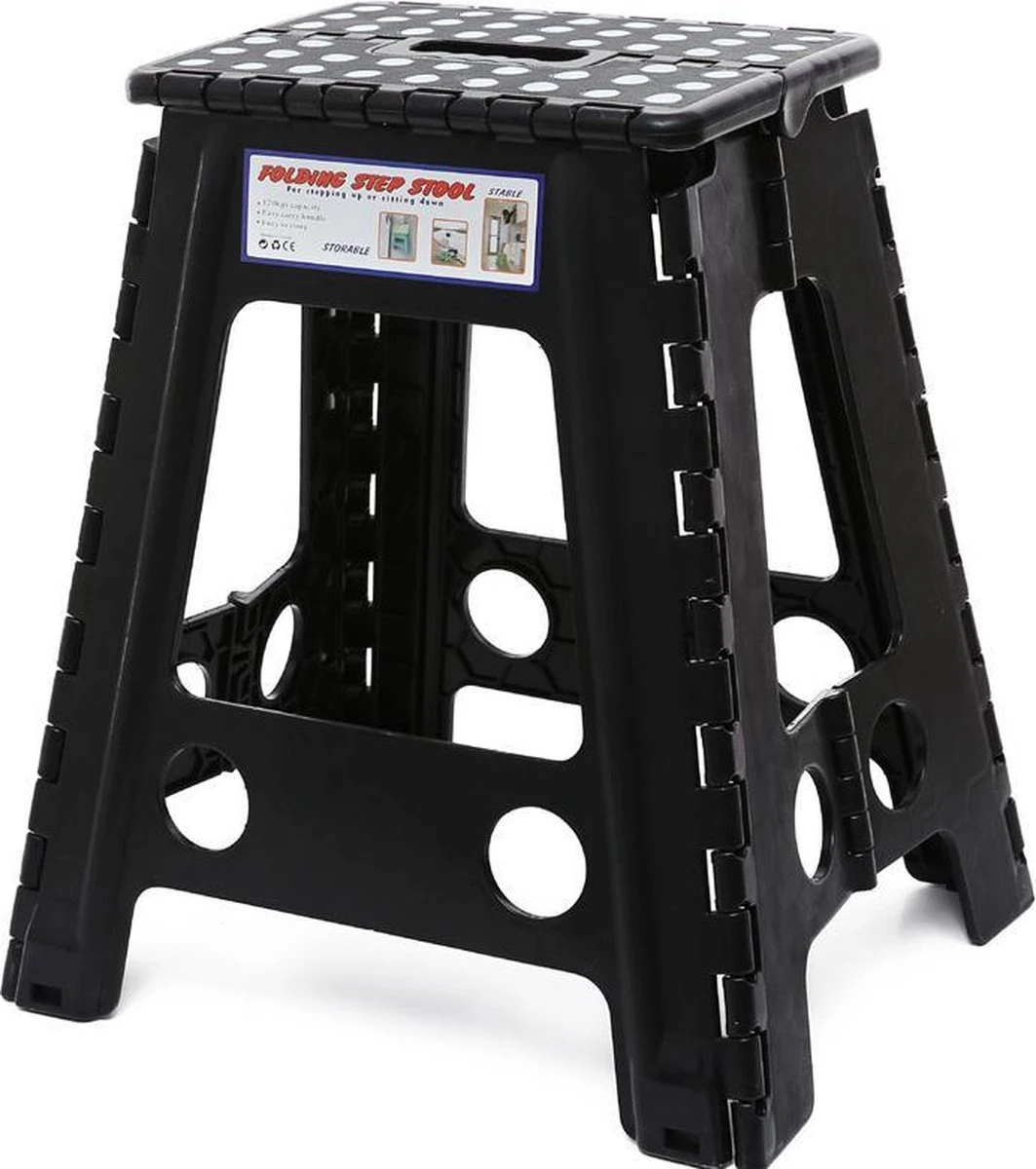 Merkloos Verdikt Kunststof Klapkruk-draagbaar-opvouwbare Kruk-Met Antislip Oppervlak Zwart 29x22cmx45cm 4 Merkloos Verdikt Kunststof Klapkruk-draagbaar-opvouwbare Kruk-Met Antislip Oppervlak Zwart 29x22cmx45cm - Afbeelding 2