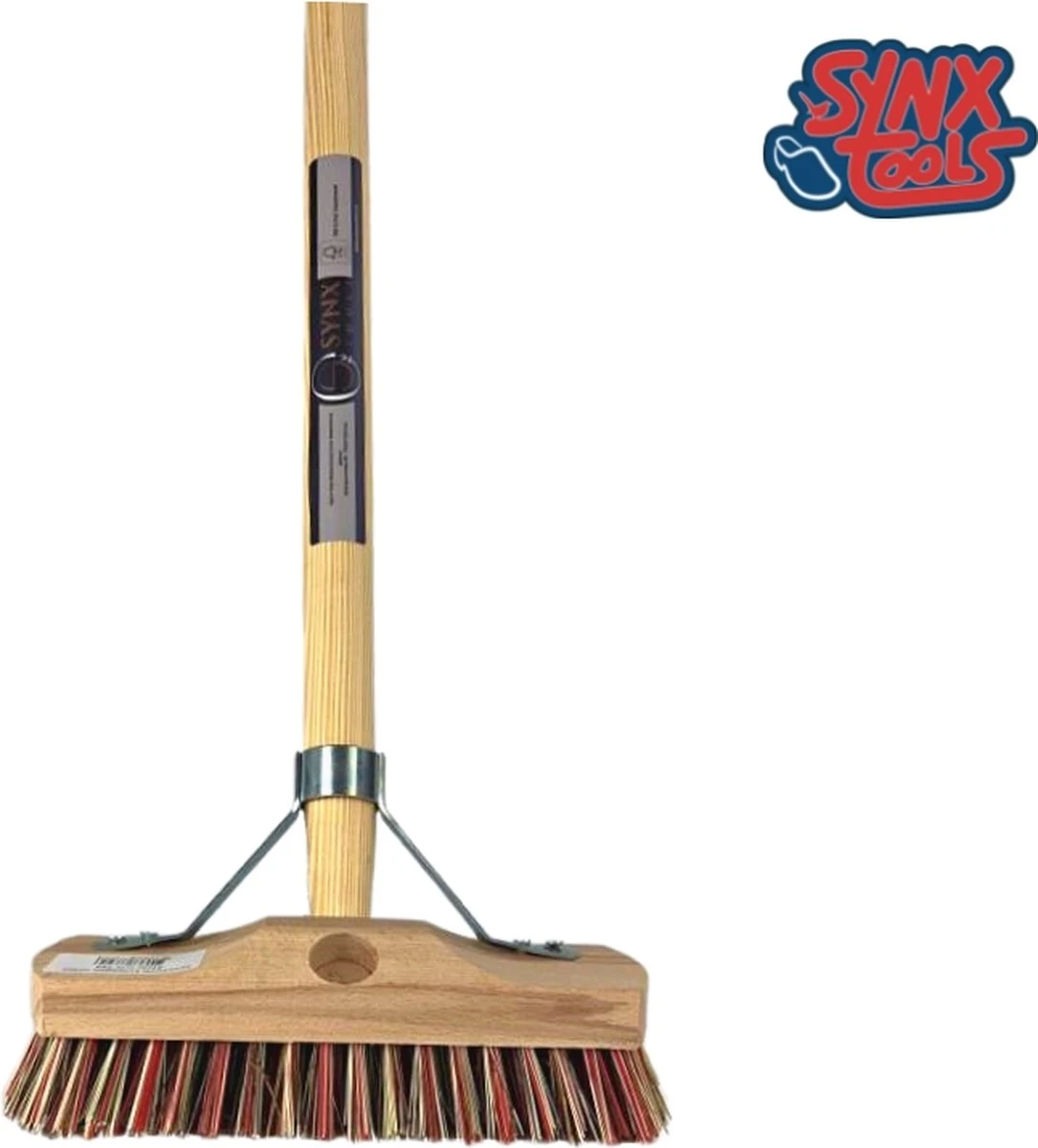 Synx Tools Luiwagen Union Mix Nylon Extra Hard 22cm - Tegel Bezem Schrobber- Bezemsteel - Schoonmaakbezem - Schrobborstels - Bezems Met Steel 150 Cm