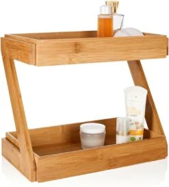 Merkloos Decopatent® 2 Laags Keuken Opbergrek - Staand Rek 2 Etages - Keukenrek - Bamboe Hout - Etagere Rek - Kruidenrek - Keuken Organizer -Huishoudelijke Artikelen Winkel 1086x1200 1
