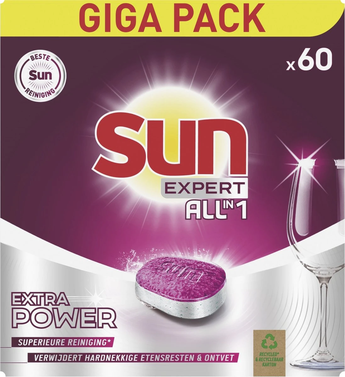 SUN® Sun Expert All-in 1 Vaatwastabletten - 60 Tabletten - Voordeelverpakking 3 SUN® Sun Expert All-in 1 Vaatwastabletten - 60 Tabletten - Voordeelverpakking