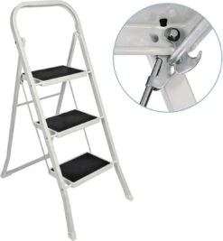 Basic Huishoudtrap 3 Treden - Anti-slip - Max. 150 KG - Anti-Slip Poten