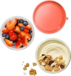 Lock&Lock Yoghurtbeker - Yoghurt Beker To Go - Muesli Beker To Go - Lunchpot - Lunchbeker - Medium - 560 Ml + 310 Ml - Roze -Huishoudelijke Artikelen Winkel 1123x1200 2
