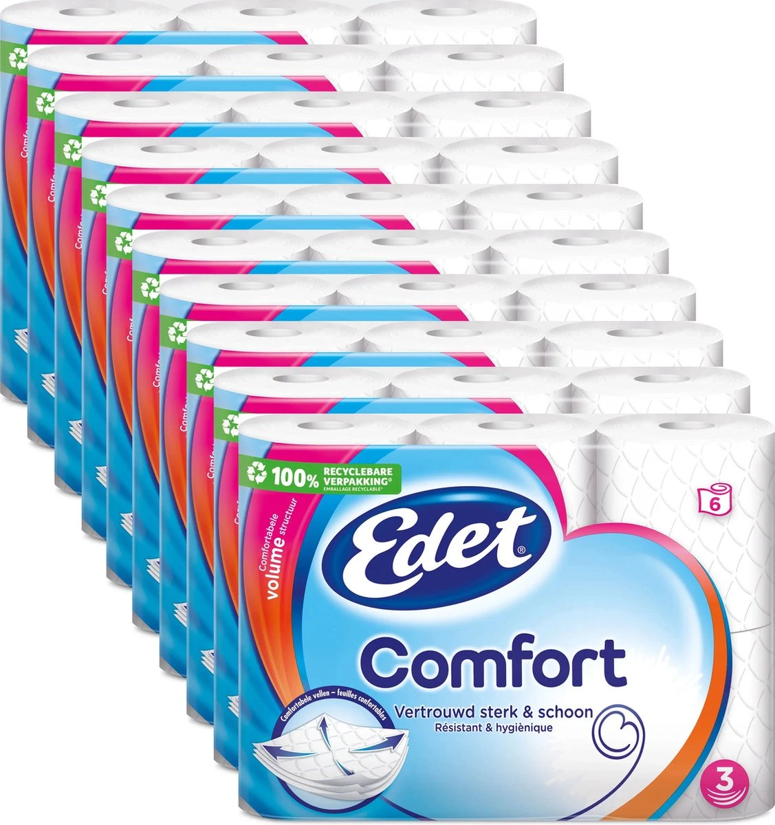 Edet Comfort 3-laags WC Papier - 60 Rollen 3 Edet Comfort 3-laags WC Papier - 60 Rollen