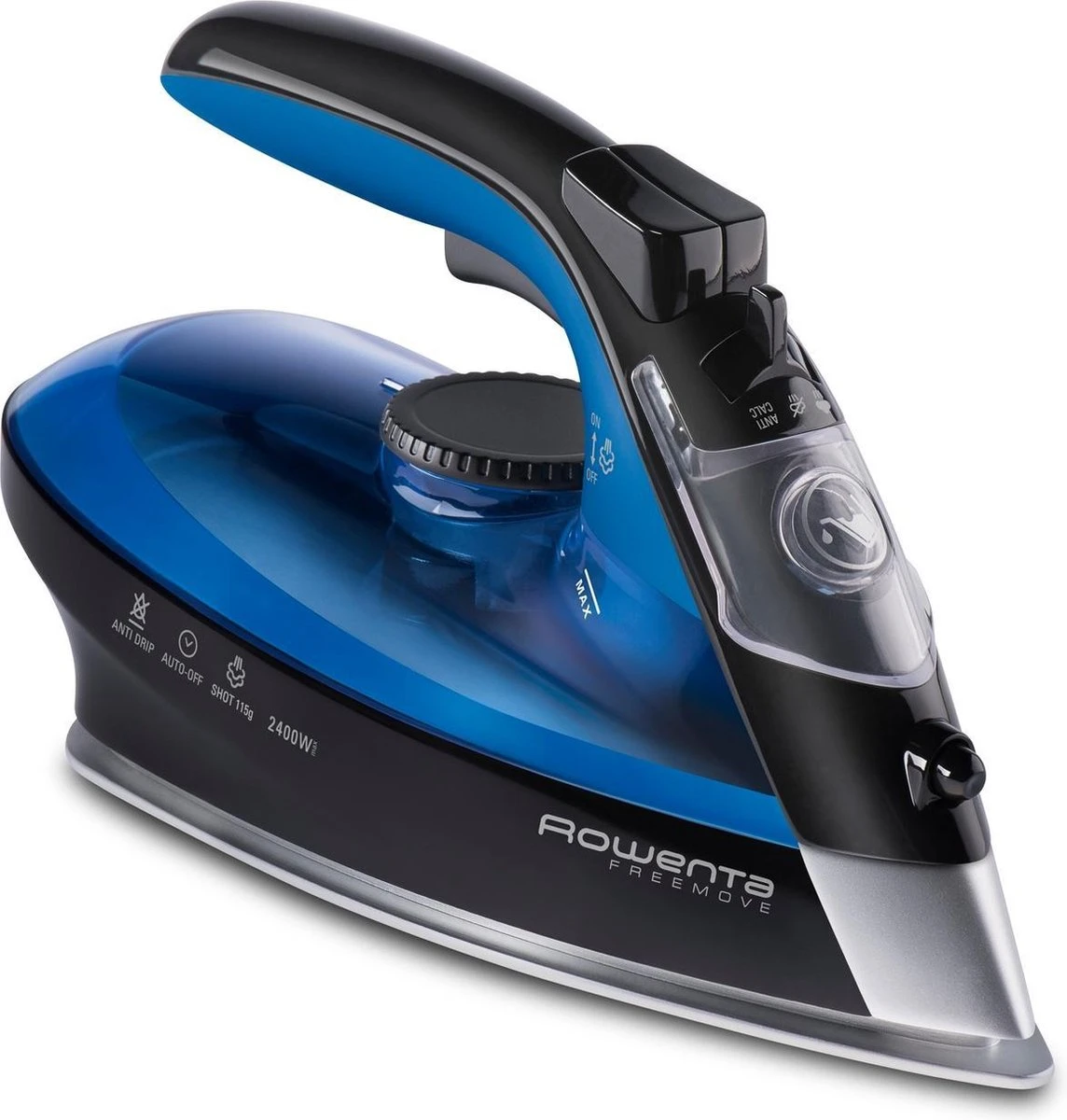 Rowenta Freemove DE5010 Stoomstrijkijzer Microsteam 400 Soleplate 2400W Zwart, Blauw 4 Rowenta Freemove DE5010 Stoomstrijkijzer Microsteam 400 Soleplate 2400W Zwart, Blauw - Afbeelding 2