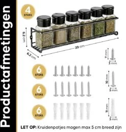 YORGS Kruidenrek Ophangbaar - Kruidenrekje Voor Potjes - Kruidenrekken Hangend 4 Stuks - Zwart - Inc Ophangmateriaal 15 YORGS Kruidenrek Ophangbaar - Kruidenrekje Voor Potjes - Kruidenrekken Hangend 4 Stuks - Zwart - Inc Ophangmateriaal -Huishoudelijke Artikelen Winkel 1150x1200