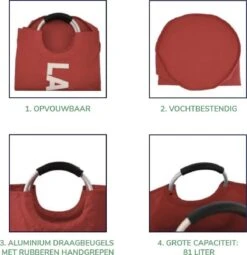 Wonair® Wasmand – Waszak – Wassorteerder - Opvouwbaar – Rood – 81L 17 Wonair® Wasmand – Waszak – Wassorteerder - Opvouwbaar – Rood – 81L -Huishoudelijke Artikelen Winkel 1164x1200 4