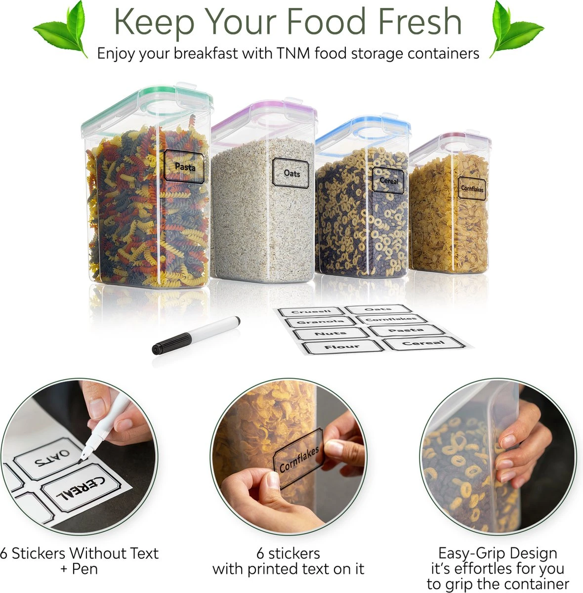 TNM Luxe Luchtdichte Voorraadbussen Set (4x2,5L) – Voorraadpotten - 4 Kleuren 9 TNM Luxe Luchtdichte Voorraadbussen Set (4x2,5L) – Voorraadpotten - 4 Kleuren - Afbeelding 7