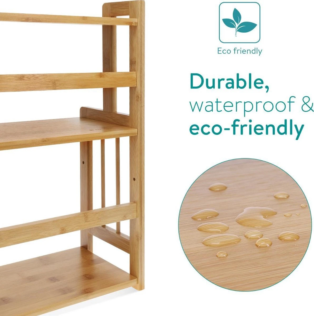 Navaris Keukenrek Met 3 Planken - Verstelbaar Kruidenrek Van Bamboe - Staand - Stevige Constructie - Natuurlijk Bamboehout - Waterafstotend 12 Navaris Keukenrek Met 3 Planken - Verstelbaar Kruidenrek Van Bamboe - Staand - Stevige Constructie - Natuurlijk Bamboehout - Waterafstotend - Afbeelding 10