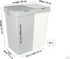 Motek® - Wasmand - 2 Vakken Met Deksel - Met Touch Deksel - Gemaakt Van 100% Gerecycled Kunststof - 80 L - Wasmand Met Deksel - Wassorteerder - Grijs - Wit 14 Motek® - Wasmand - 2 Vakken Met Deksel - Met Touch Deksel - Gemaakt Van 100% Gerecycled Kunststof - 80 L - Wasmand Met Deksel - Wassorteerder - Grijs - Wit -Huishoudelijke Artikelen Winkel 1200x1000 5