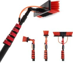 Merkloos Telescoopsteel Ramenwassen 4,6M - Met Borstel & Waterdoorvoer - Voor Ramen - Watertoevoer - Borstel -Huishoudelijke Artikelen Winkel 1200x1051 4