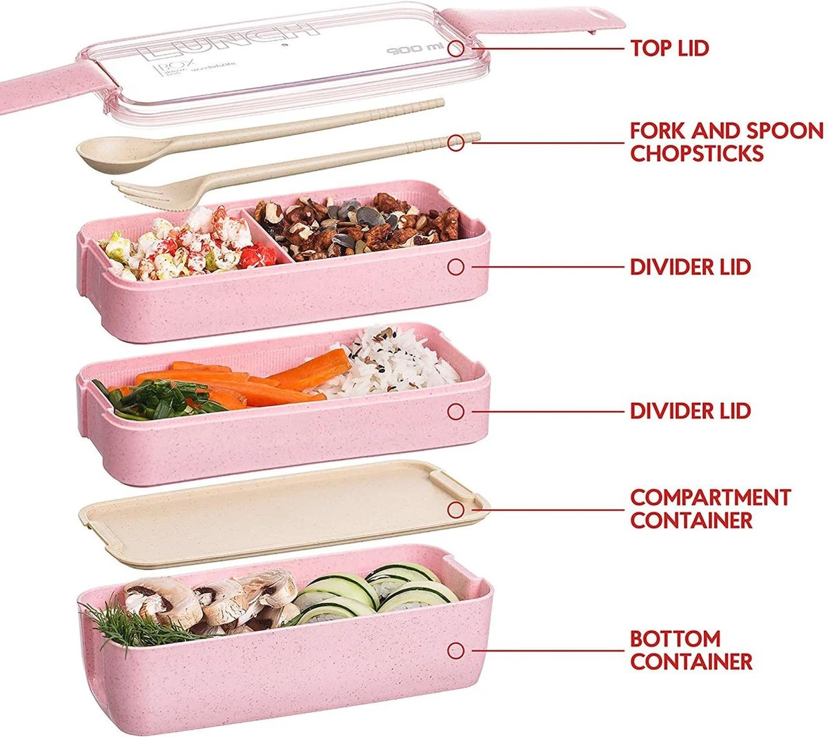 Lunchbox - Meal Prep Bakjes - Lunch Box Met Deksel - Meal Prep – Bento Box - Lunchtrommel Met Bestek Beige 11 Lunchbox - Meal Prep Bakjes - Lunch Box Met Deksel - Meal Prep – Bento Box - Lunchtrommel Met Bestek Beige - Afbeelding 9
