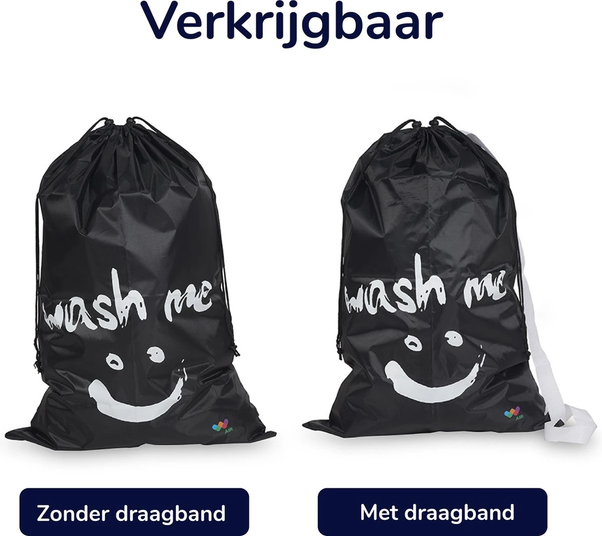 Wonair - Waszak Groot - 60x90cm - Zwart - Met Trekkoord En Draagband 8 Wonair - Waszak Groot - 60x90cm - Zwart - Met Trekkoord En Draagband - Afbeelding 6