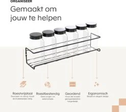 Noswo Kruidenrek Ophangbaar - Voor 24 Kruidenpotjes - 4 Stuks - Keukenrek Hangend - RVS - Zwart -Huishoudelijke Artikelen Winkel 1200x1074 2