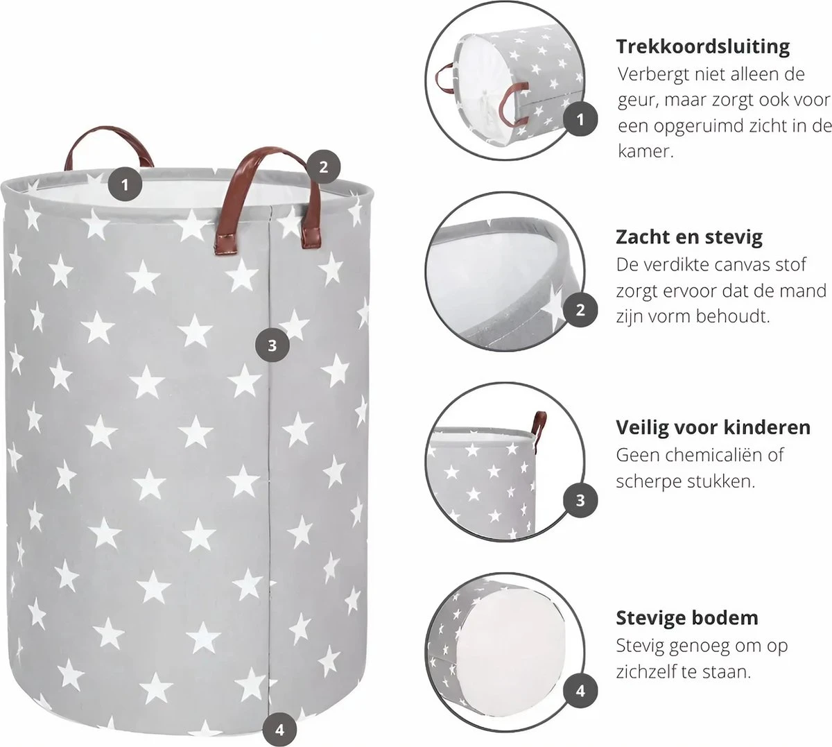 MAESON Wasmand Met Deksel - Opvouwbaar - Waterdicht - 72 L - Opbergmand Kinderkamer - Grijs 6 MAESON Wasmand Met Deksel - Opvouwbaar - Waterdicht - 72 L - Opbergmand Kinderkamer - Grijs - Afbeelding 4