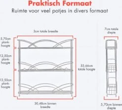 KitchenBrothers Kruidenrek - Staand - Voor 21 Potjes - 3 Laags - Chroom -Huishoudelijke Artikelen Winkel 1200x1081 3