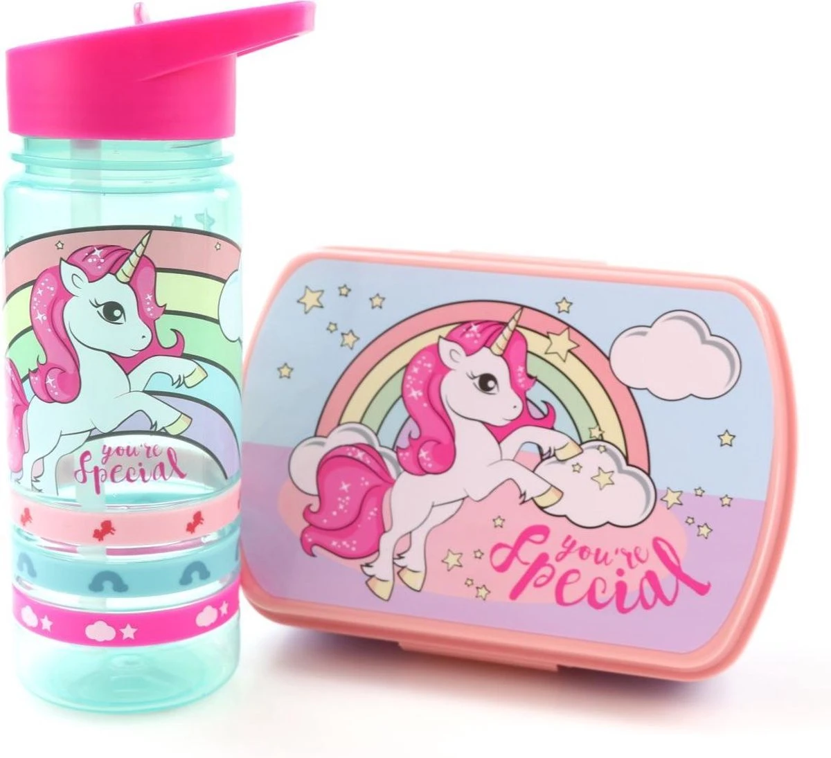 Unicorn Broodtrommel + PET Drinkfles Lichtblauw | Eenhoorn Lunchbox Set Voor Meisjes LS22 11 Unicorn Broodtrommel + PET Drinkfles Lichtblauw | Eenhoorn Lunchbox Set Voor Meisjes LS22 - Afbeelding 10