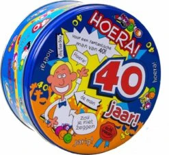 Merkloos 40 Jaar Snoeptrommel/voorraadtrommel Voor Man 14 X 7,5 Cm - 40e Verjaardag - 40e Verjaardag Cadeau / Versiering -Huishoudelijke Artikelen Winkel 1200x1099 1