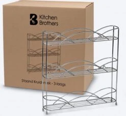 KitchenBrothers Kruidenrek - Staand - Voor 21 Potjes - 3 Laags - Chroom -Huishoudelijke Artikelen Winkel 1200x1106 2