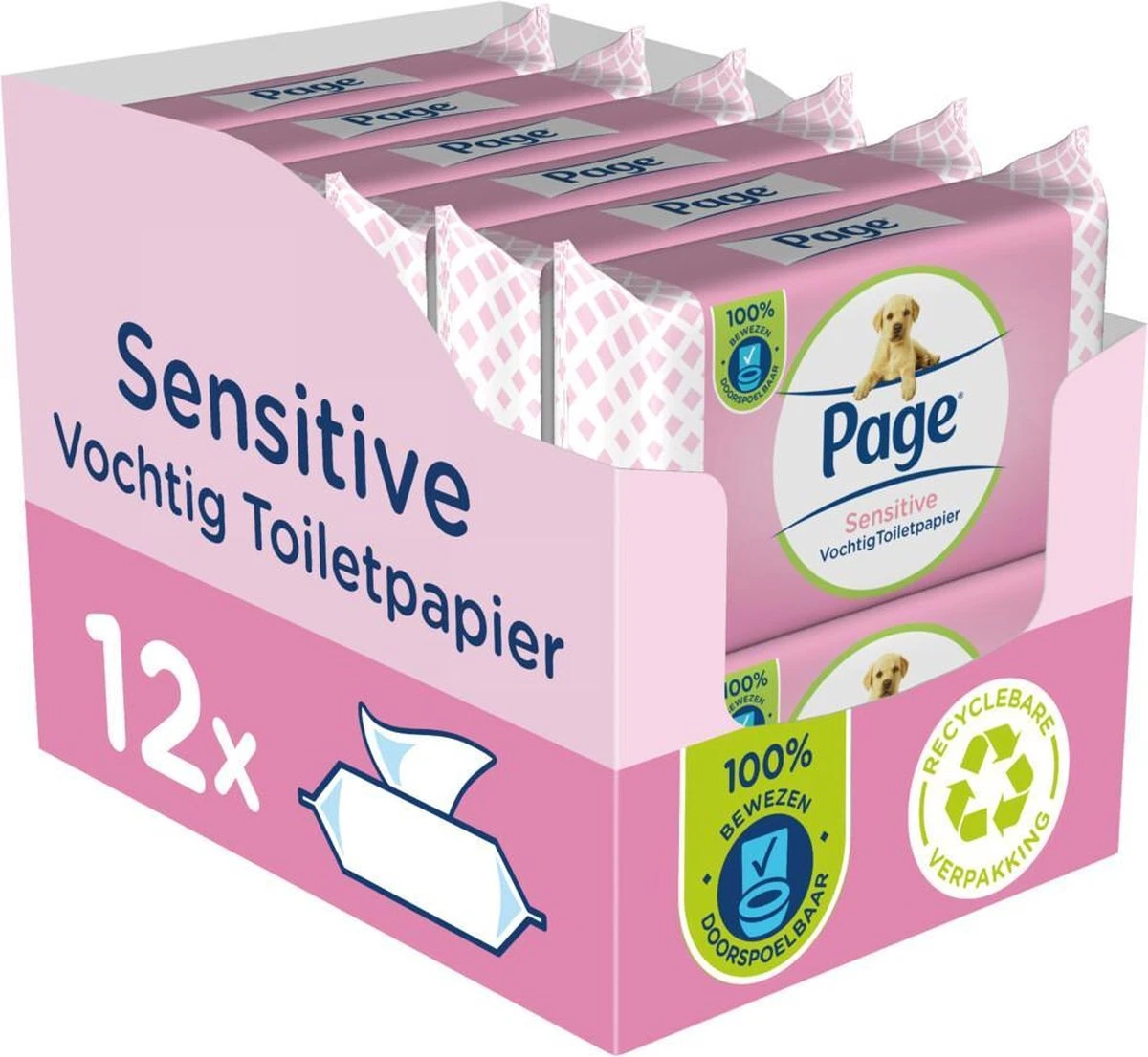 Page Vochtig Toiletpapier - 12 X 38 Stuks - Sensitive Vochtig Wc Papier - Voordeelverpakking 4 Page Vochtig Toiletpapier - 12 X 38 Stuks - Sensitive Vochtig Wc Papier - Voordeelverpakking - Afbeelding 2