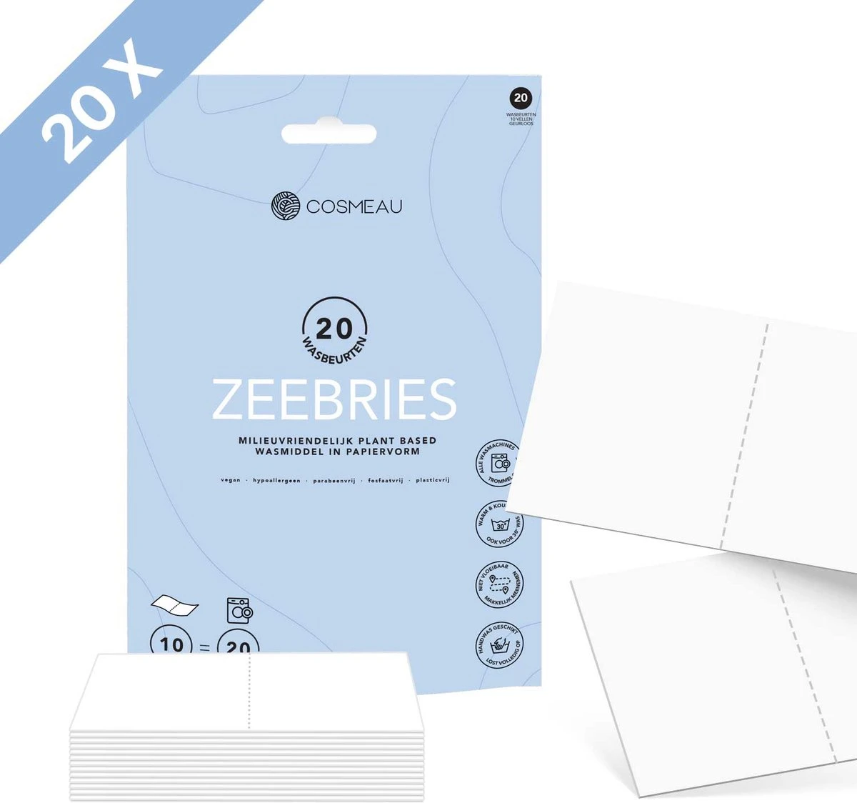 Cosmeau Wasstrips 20 Wasbeurten Zeebries Wasmiddel Wasvellen Wasdoekjes Detergent Sheets Eco Laundry Strips Proefpakket - Plasticvrij Biologisch 3 Cosmeau Wasstrips 20 Wasbeurten Zeebries Wasmiddel Wasvellen Wasdoekjes Detergent Sheets Eco Laundry Strips Proefpakket - Plasticvrij Biologisch