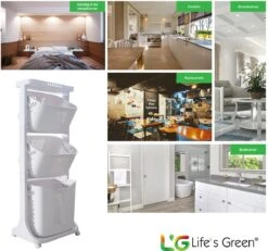 Life’s Green® - Wasmand - Wasmand 3 Vakken - Wassorteerder - Ophangbaar -Huishoudelijke Artikelen Winkel 1200x1124 6