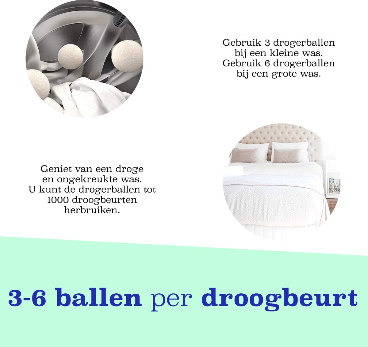 Casa Calma Drogerballen (6 Stuks) - Inclusief Opbergzakje - 100% Natuurlijk Schapenwol - Droger Ballen - Zero Waste Wasverzachter Bollen - Energiebesparend Drogen Met Droogbollen - Dryer Balls - Diervriendelijk & Milieuvriendelijk - Energie Besparen 5 Casa Calma Drogerballen (6 Stuks) - Inclusief Opbergzakje - 100% Natuurlijk Schapenwol - Droger Ballen - Zero Waste Wasverzachter Bollen - Energiebesparend Drogen Met Droogbollen - Dryer Balls - Diervriendelijk & Milieuvriendelijk - Energie Besparen - Afbeelding 3