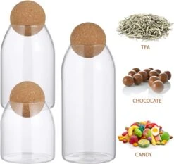 Igoods Helderglazen - Voorraadpot Met Kurkbal - Thee- En Koffiebus Met Bolvormig Houten Deksel - Voedselblikken - Keukenopslag - Opslagpotten -Huishoudelijke Artikelen Winkel 1200x1132 2