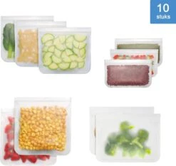 Siliconen Vershoudzakken | Diepvrieszakken | Set Van 10 | Duurzaam | Herbruikbaar Boterhamzakje | Mealprep -Huishoudelijke Artikelen Winkel 1200x1136 2