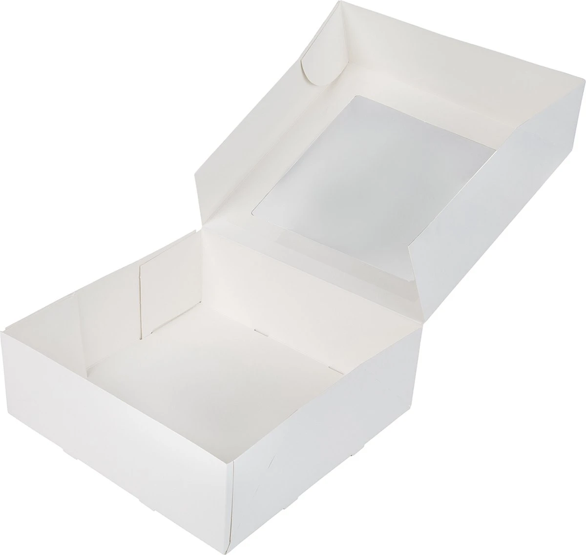 Taartdoos Met Venster 26x26x9cm. Wit 3st 4 Taartdoos Met Venster 26x26x9cm. Wit 3st - Afbeelding 2