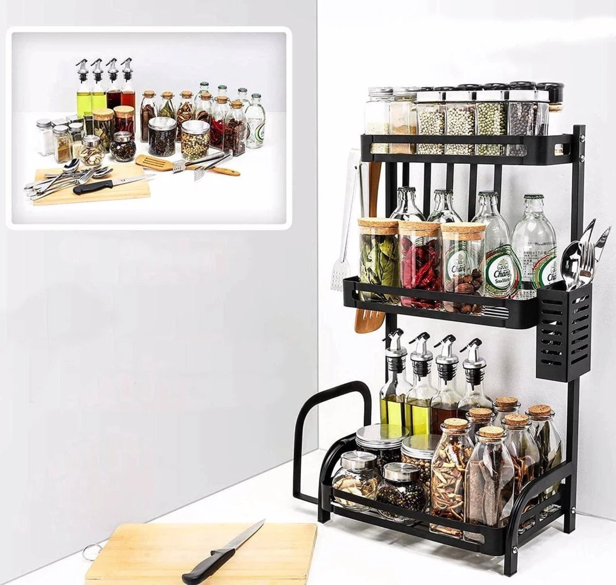 Sens Design Kruidenrek Staand – Keukenrek Voor Kruidenpotjes - Zwart 6 Sens Design Kruidenrek Staand – Keukenrek Voor Kruidenpotjes - Zwart - Afbeelding 4