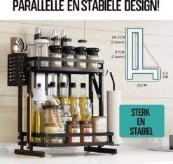 TammaT - Kruidenrek - Kruidenrek Staand - Inklapbare Keukenrek - 3-laags 35x21x56,5CM - Keuken Organizer - Aanrecht Organizer - Keuken Opslag - Roestvrij Staal - Opbergrek - Keuken Organizers - Roestvrij En Krasvrij -Huishoudelijke Artikelen Winkel 1200x1140 3
