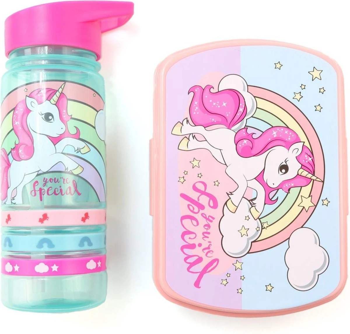 Unicorn Broodtrommel + PET Drinkfles Lichtblauw | Eenhoorn Lunchbox Set Voor Meisjes LS22 7 Unicorn Broodtrommel + PET Drinkfles Lichtblauw | Eenhoorn Lunchbox Set Voor Meisjes LS22 - Afbeelding 6
