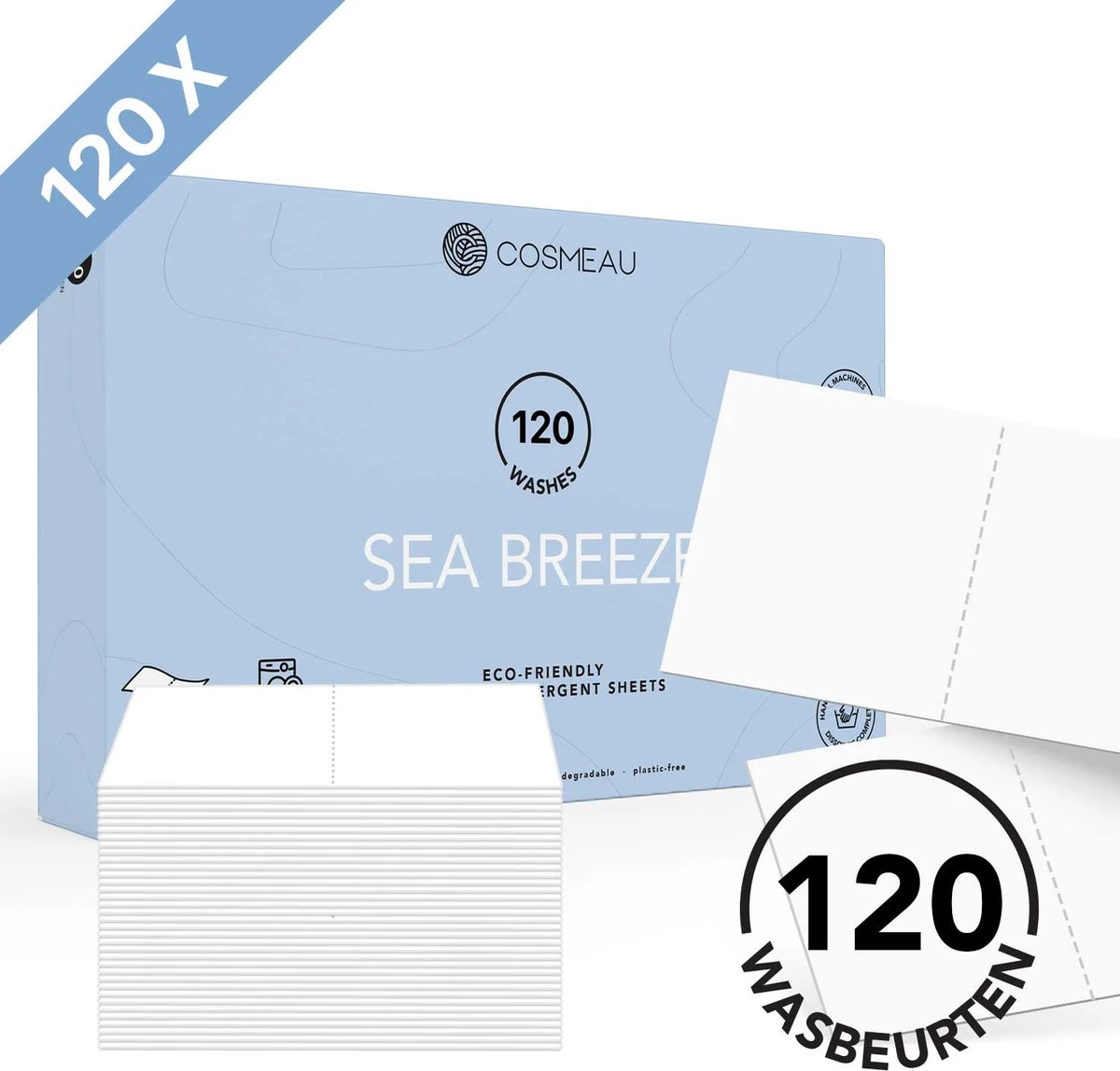 Cosmeau Wasmiddel Wasstrips 120 Wasbeurten Zeebries Wasvellen Wasdoekjes Detergent Sheets Eco Laundry Strips - Cosmo Cosmea Kosmo 3 Cosmeau Wasmiddel Wasstrips 120 Wasbeurten Zeebries Wasvellen Wasdoekjes Detergent Sheets Eco Laundry Strips - Cosmo Cosmea Kosmo