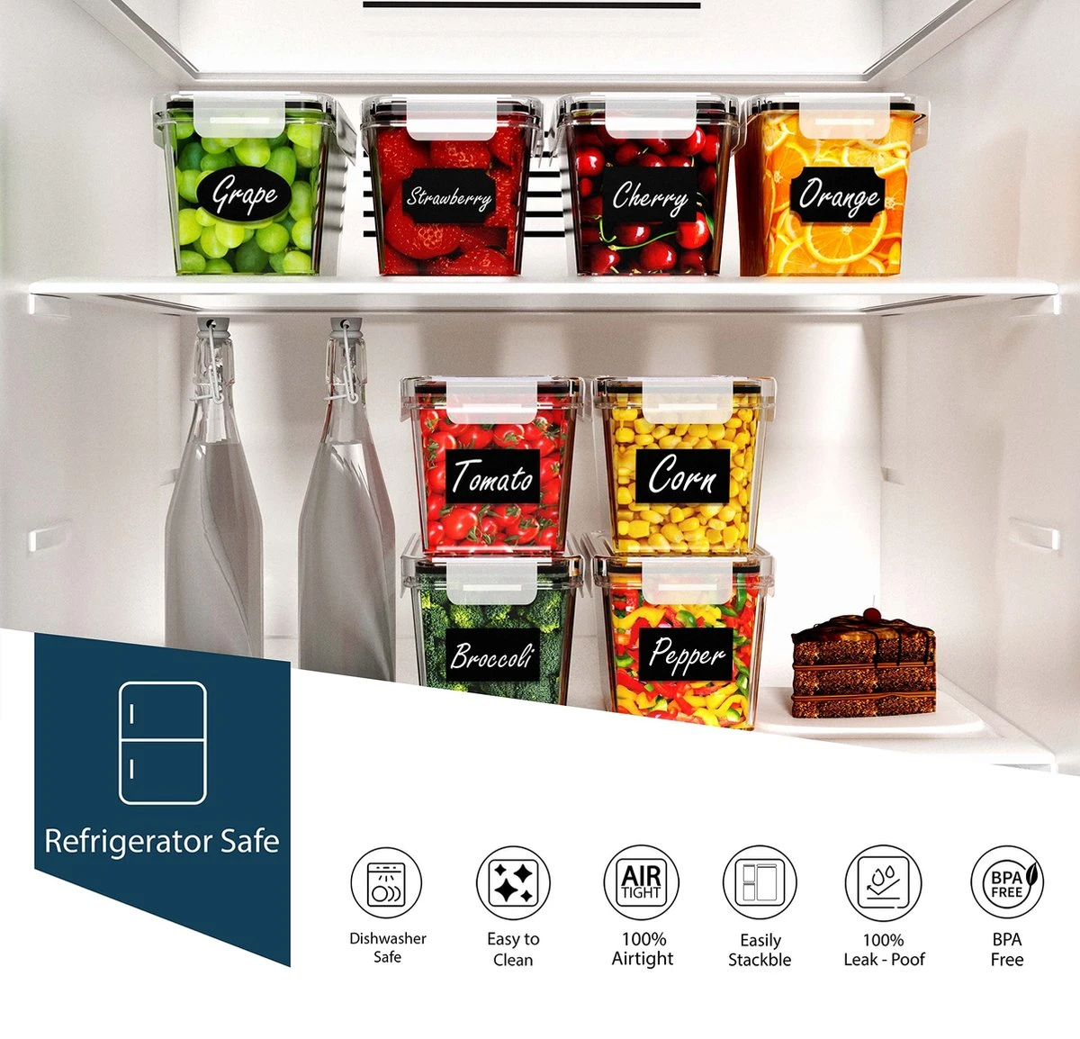 Empyrea Set Van 24 Luchtdichte Vershouddozen, Voorraad Bussen Opslag En Organisatie, Keuken En Voedselcontainer, Voorraadpotten Van Kunststof, BPA-vrij, 72 Etiketten, 3 Markers En 8 Lepels Meegeleverd | Keuken Organizer Voorraadcontainers 7 Empyrea Set Van 24 Luchtdichte Vershouddozen, Voorraad Bussen Opslag En Organisatie, Keuken En Voedselcontainer, Voorraadpotten Van Kunststof, BPA-vrij, 72 Etiketten, 3 Markers En 8 Lepels Meegeleverd | Keuken Organizer Voorraadcontainers - Afbeelding 5