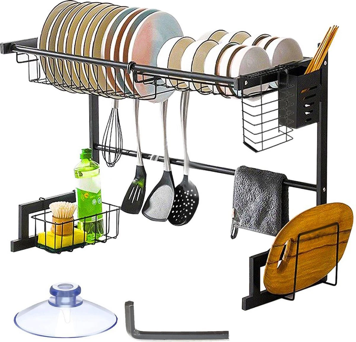 Afdruiprek Droger Zwart Voor Bestek Boven De Gootsteen 65 Cm X 29 Cm X 52 Cm 3 Afdruiprek Droger Zwart Voor Bestek Boven De Gootsteen 65 Cm X 29 Cm X 52 Cm