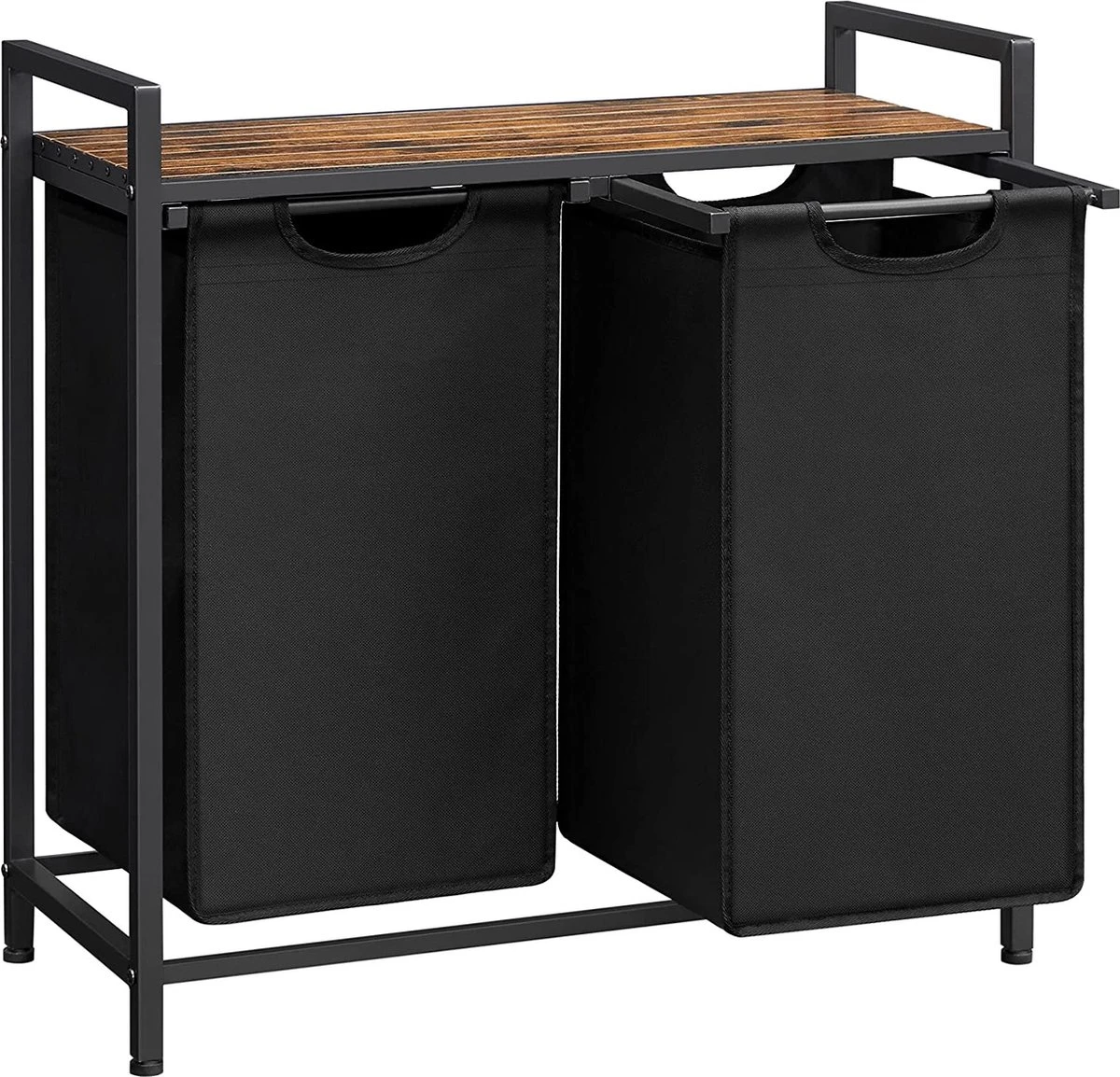 C90 - SISO-CO Wasmand, Wassorteerder Met Plank En Uittrekbare Zakken, Wasorganizer, Metalen Frame, 2 Oxford-stoffen Afneembare Zakken, Rustieke Bruin En Zwart BLH201B01 10 C90 - SISO-CO Wasmand, Wassorteerder Met Plank En Uittrekbare Zakken, Wasorganizer, Metalen Frame, 2 Oxford-stoffen Afneembare Zakken, Rustieke Bruin En Zwart BLH201B01 - Afbeelding 8