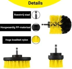 Merkloos 4-delige Borstelset Voor Boormachine - Inclusief Verlengstuk - Opzetborstels - Schrobborstel - Schuurborstel - Schoonmaakborstel - Tapijtreiniger - Brush - Geel - Gratis Verzending -Huishoudelijke Artikelen Winkel 1200x1156 9