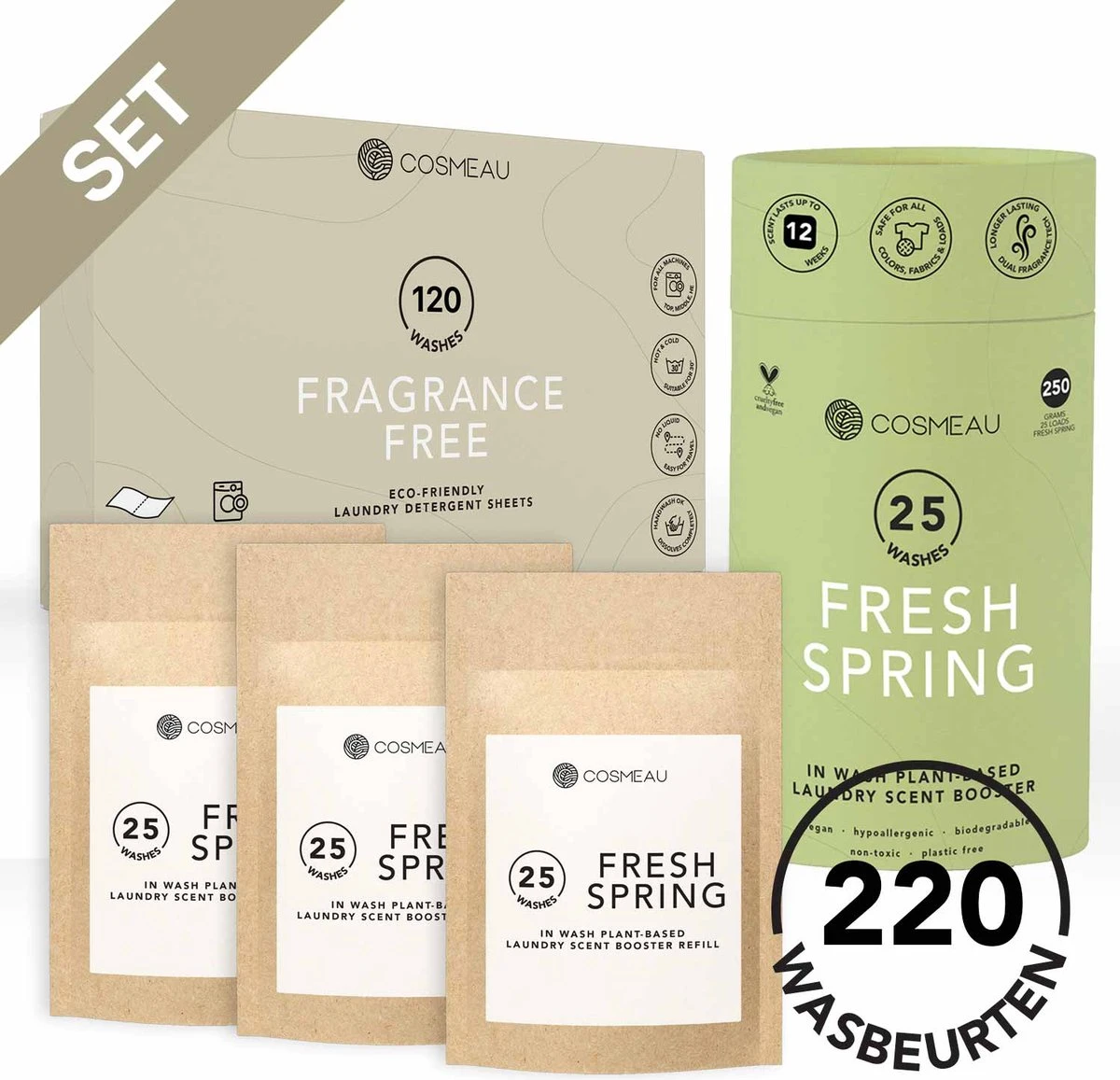 Cosmeau Wasmiddel + Geurbooster Combo Set Wasstrips 120 Wasbeurten Voordeel Geurparels - Geurbooster 3 Cosmeau Wasmiddel + Geurbooster Combo Set Wasstrips 120 Wasbeurten Voordeel Geurparels - Geurbooster