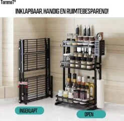 TammaT - Kruidenrek - Kruidenrek Staand - Inklapbare Keukenrek - 3-laags 35x21x56,5CM - Keuken Organizer - Aanrecht Organizer - Keuken Opslag - Roestvrij Staal - Opbergrek - Keuken Organizers - Roestvrij En Krasvrij -Huishoudelijke Artikelen Winkel 1200x1169 4