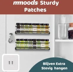 Mmoods Kruidenrek Ophangbaar Zonder Boren - 2 Laags Voor 16 Kruidenpotjes - Speciaal Voor Muur, Wandkast, Kastdeur - Hangende Kruidenorganizer Keuken - Keukenaccessoires -Huishoudelijke Artikelen Winkel 1200x1172 1