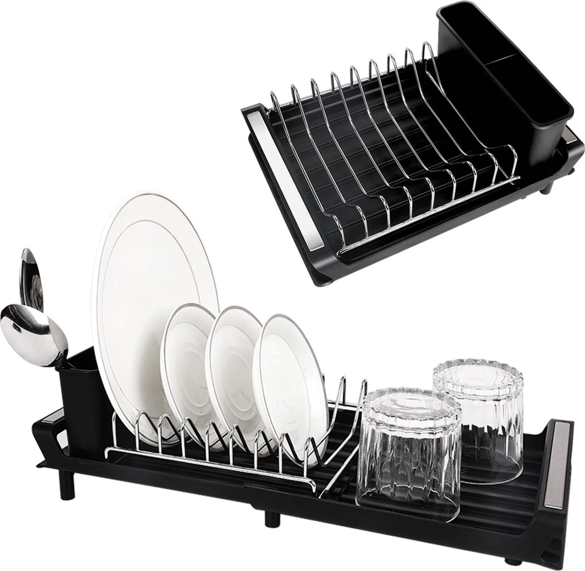 MIRI Afdruiprek – Afwasrek – Uitschuifbaar – Met Lekbak In Gootsteen – Afwas – Roestvrij Staal – Zwart 6 MIRI Afdruiprek – Afwasrek – Uitschuifbaar – Met Lekbak In Gootsteen – Afwas – Roestvrij Staal – Zwart - Afbeelding 4