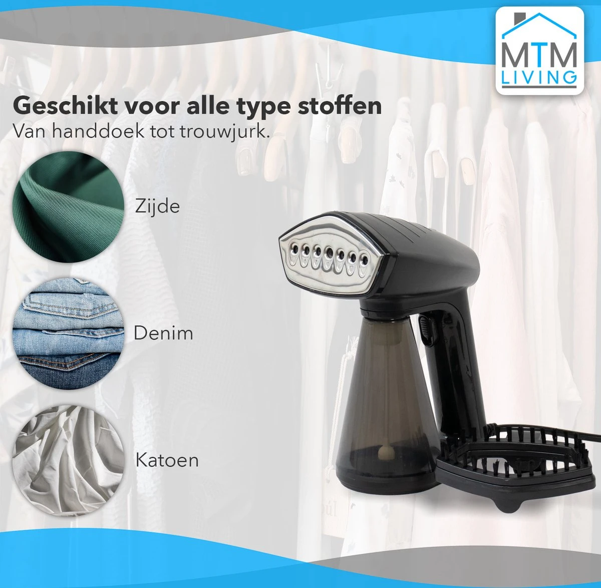 MTM Kledingstomer - Handstomer Kleding - Zwart - Stoomreiniger - Stoomapparaat Kleding 7 MTM Kledingstomer - Handstomer Kleding - Zwart - Stoomreiniger - Stoomapparaat Kleding - Afbeelding 5